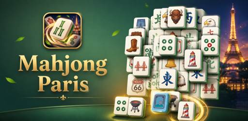 Mahjong Pairs — match tiles under Paris night lights
