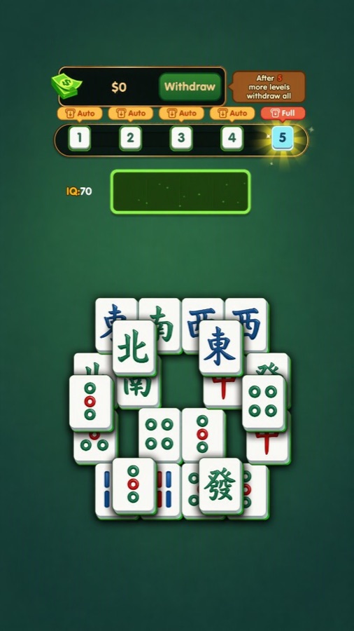 Mahjong Pairs board with stacked tiles
