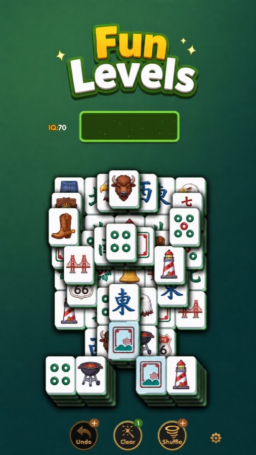 Mahjong Pairs title screen Fun Levels